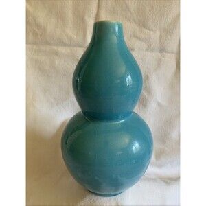 Chic Double Gourd Powder Blue Vase Pastel Home 9” Tall EUC